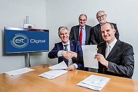 FLTR: Willem Jonker, CEO of EIT Digital; Raymond Freymann, Chairman of EIT Digital Executive Steering Board; Peter Olesen, Chairman of EIT Governing Board; Martin Kern, EIT Interim Director.